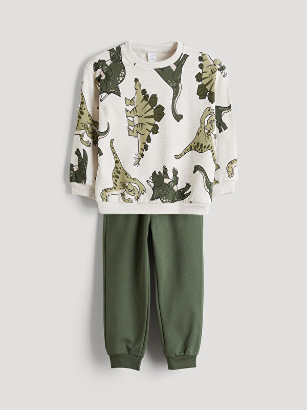 LCW Kids Dinozor Baskılı Erkek Çocuk Sweatshirt ve Eşofman Alt