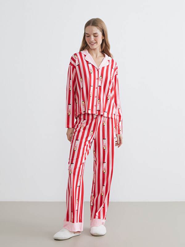 LCW Young Gömlek Yaka Yılbaşı Temalı Kadın Pijama Takımı