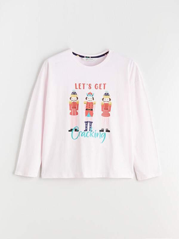 LCW Young Bisiklet Yaka Baskılı Kadın Pijama Üstü