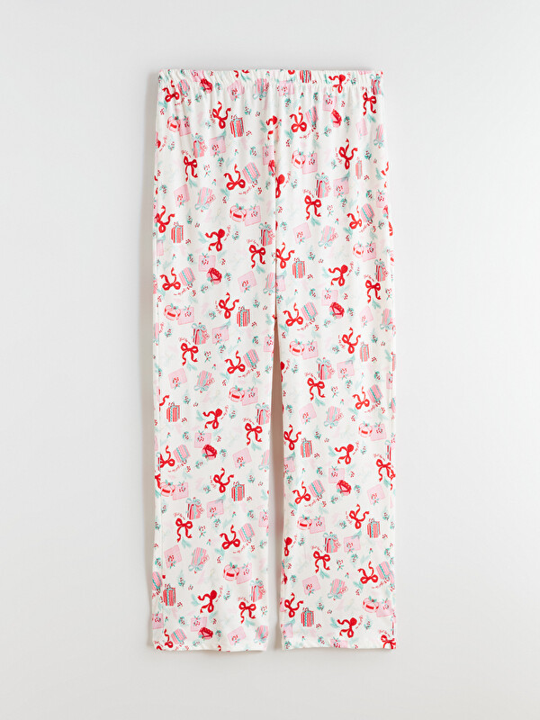 LCW DREAM Beli Lastikli Yılbaşı Temalı Kadın Pijama Altı