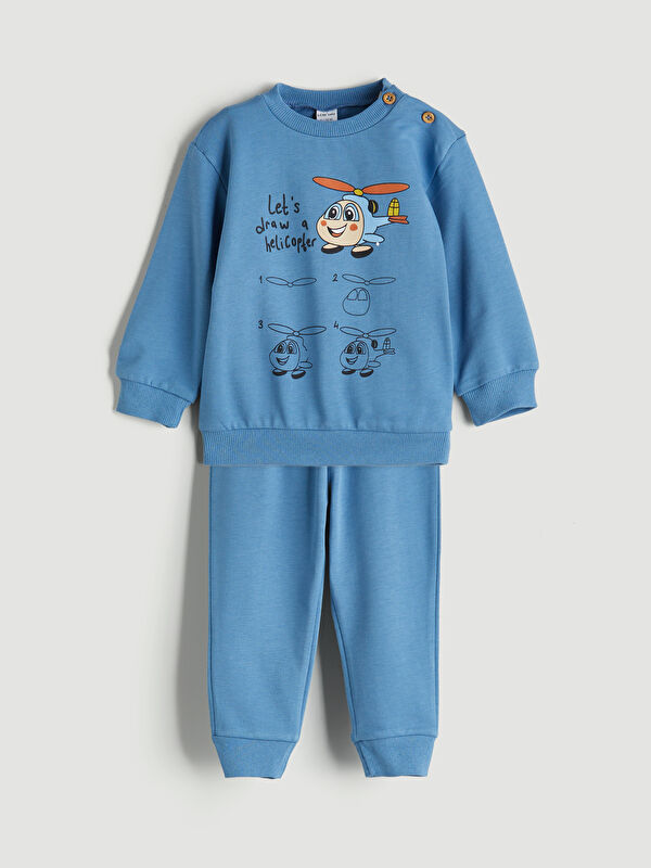 LCW ECO Baskılı Erkek Bebek Sweatshirt ve Eşofman Alt 2'li