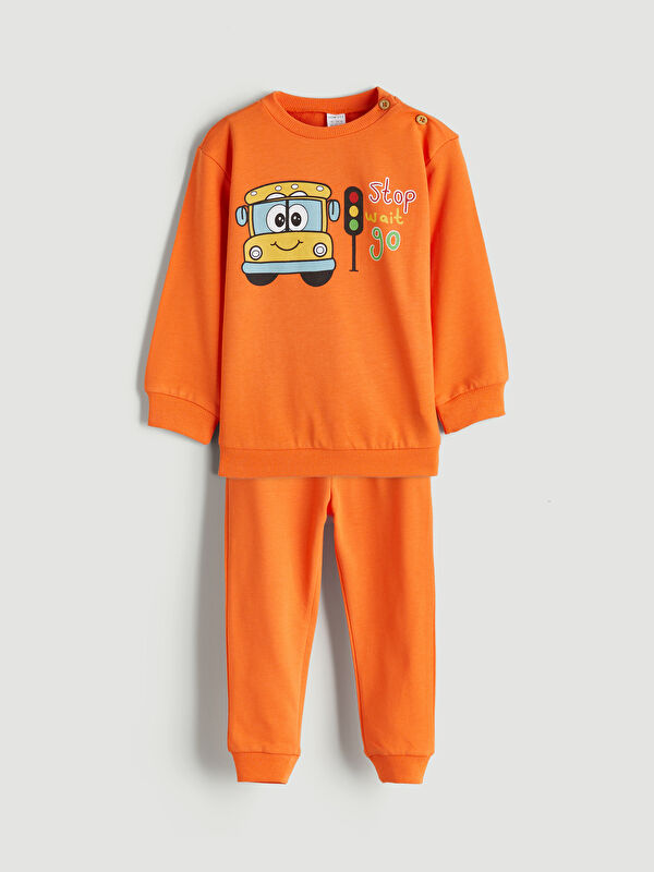 LCW ECO Baskılı Erkek Bebek Sweatshirt ve Eşofman Alt 2'li