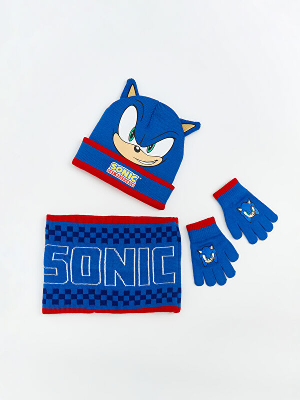LCW ACCESSORIES Sonic Baskılı Erkek Çocuk Atkı Bere ve Eldiven