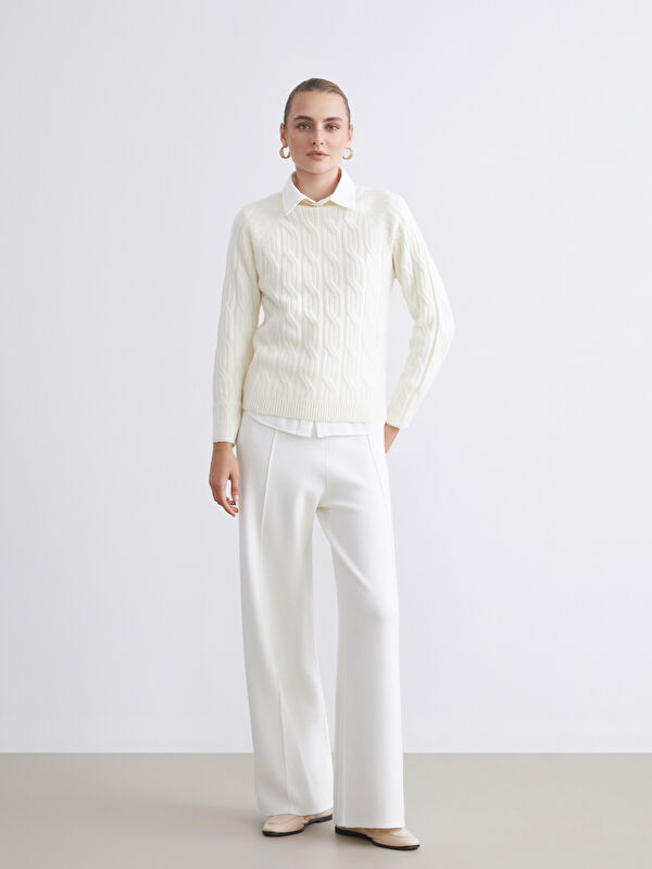 LCWAIKIKI Classic Elasticated Waist Wide Leg Women's Knitwear Trousers