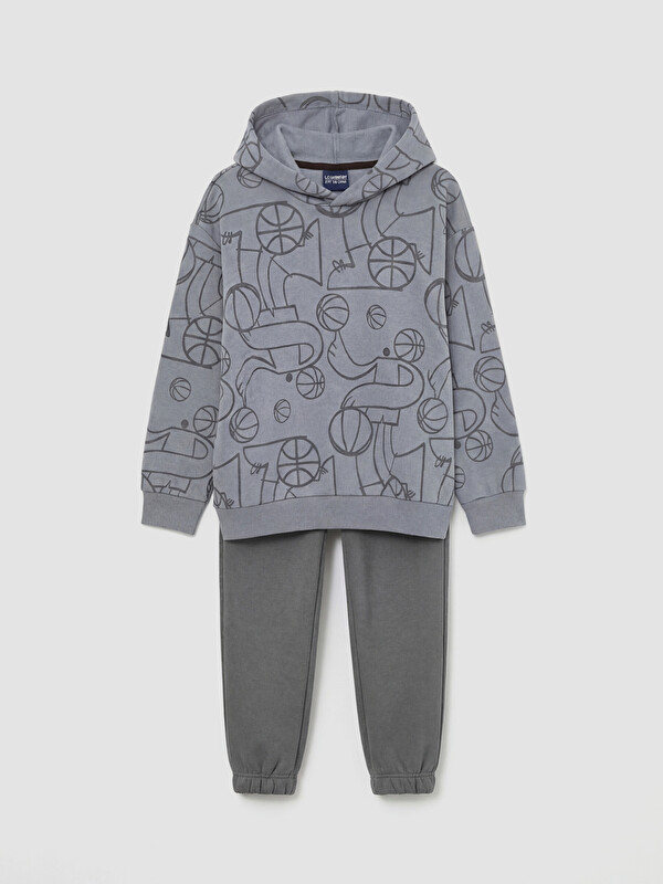 LCW Kids Printed Hooded Boys' Tracksuit Set