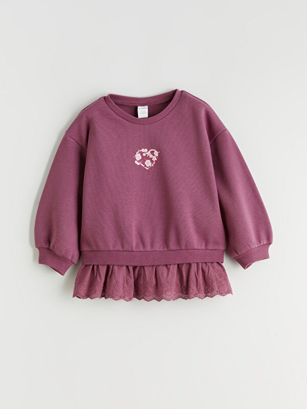 LCW Kids Bisiklet Yaka Uzun Kollu Kız Çocuk Sweatshirt