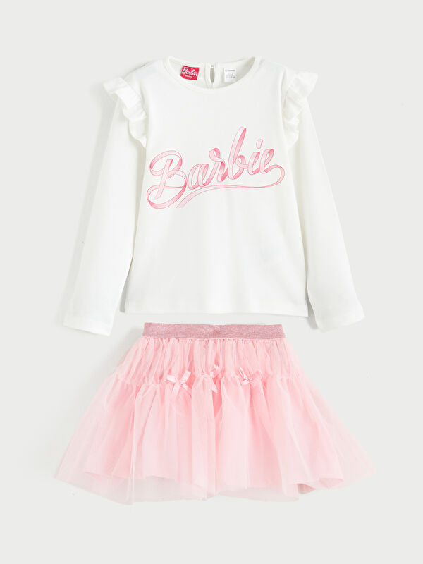 LCW Kids Barbie Printed Girls' Blouse and Tutu Skirt 2 Pack