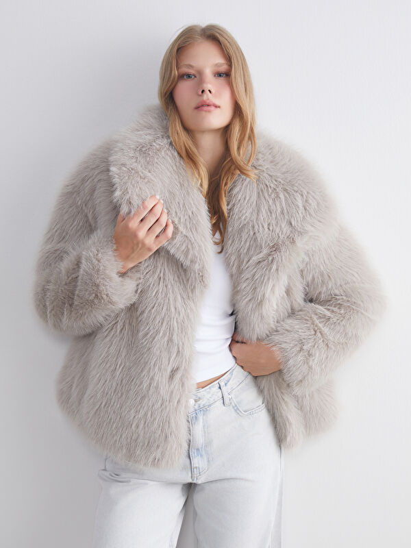 XSIDE Jacket Neck Women's Fur Coat