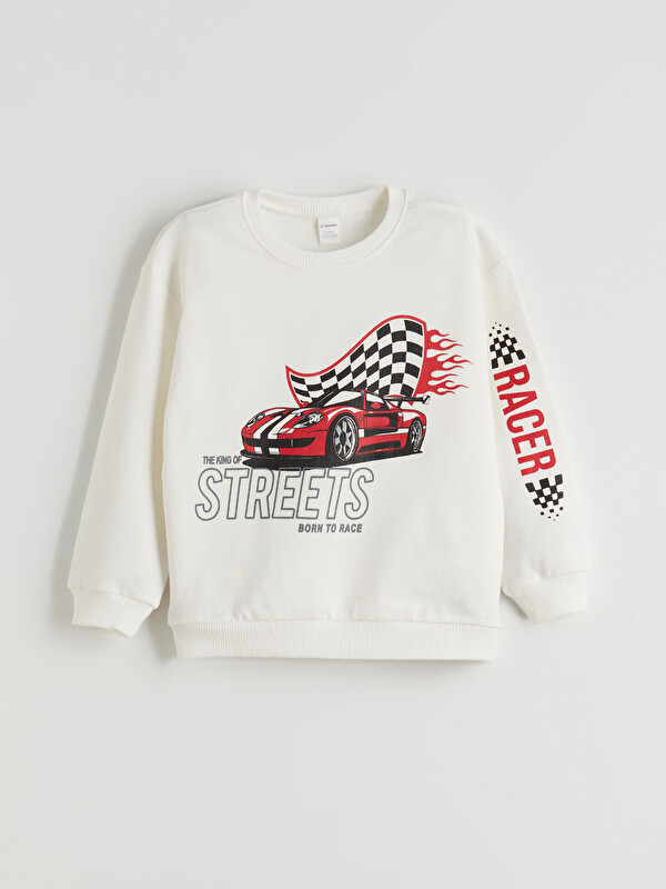 LCW Kids Araba Baskılı Erkek Çocuk Sweatshirt