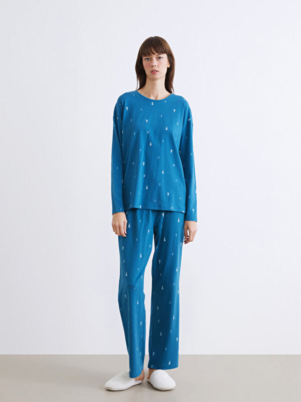 LCW DREAM Crew Neck New Year Themed Women's Pyjama Set