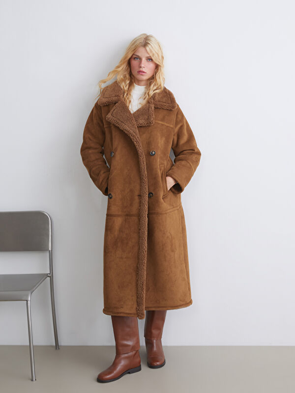 XSIDE Fur Collar Women's Suede Look Coat