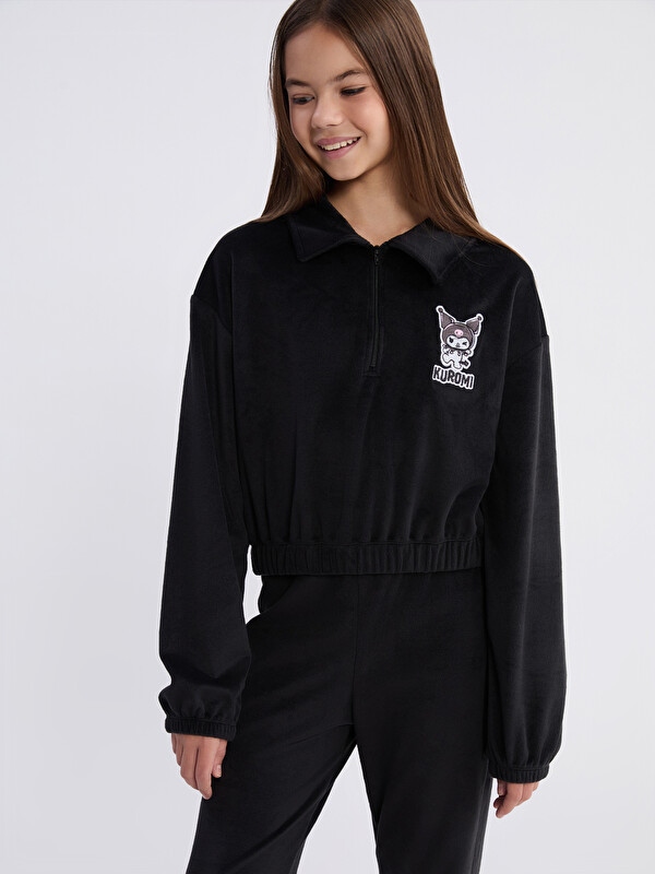 LCW Kids Polo Yaka Kuromi Nakışlı Kız Çocuk Sweatshirt ve Tayt