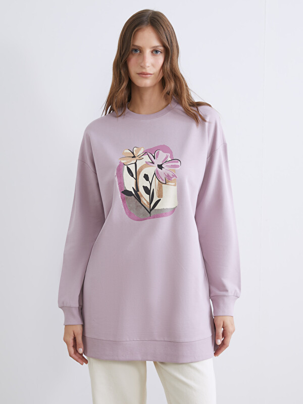 LCW EVERYDAY Çiçekli Oversize Kadın Sweatshirt Tunik