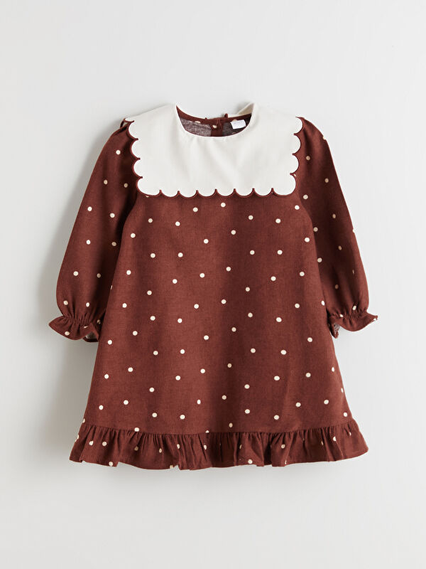 LCW Kids Kırmızı Yaka Detaylı Puantiyeli Kız Çocuk Elbise