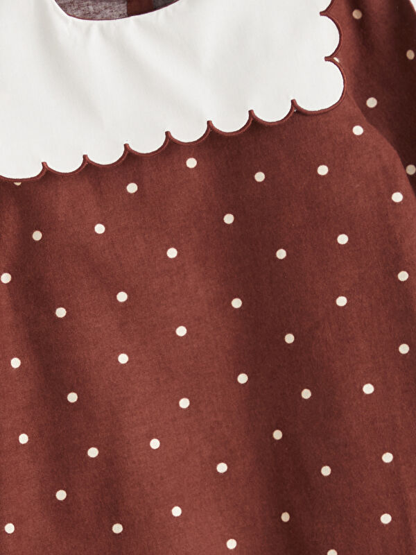 LCW Kids Kırmızı Yaka Detaylı Puantiyeli Kız Çocuk Elbise