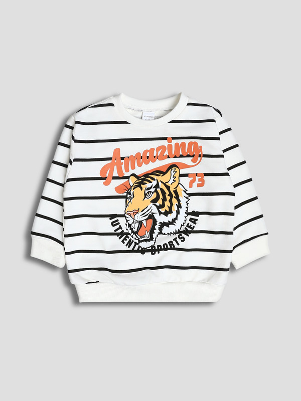 LCW baby Crew Neck Printed Boys' Thick Sweatshirt