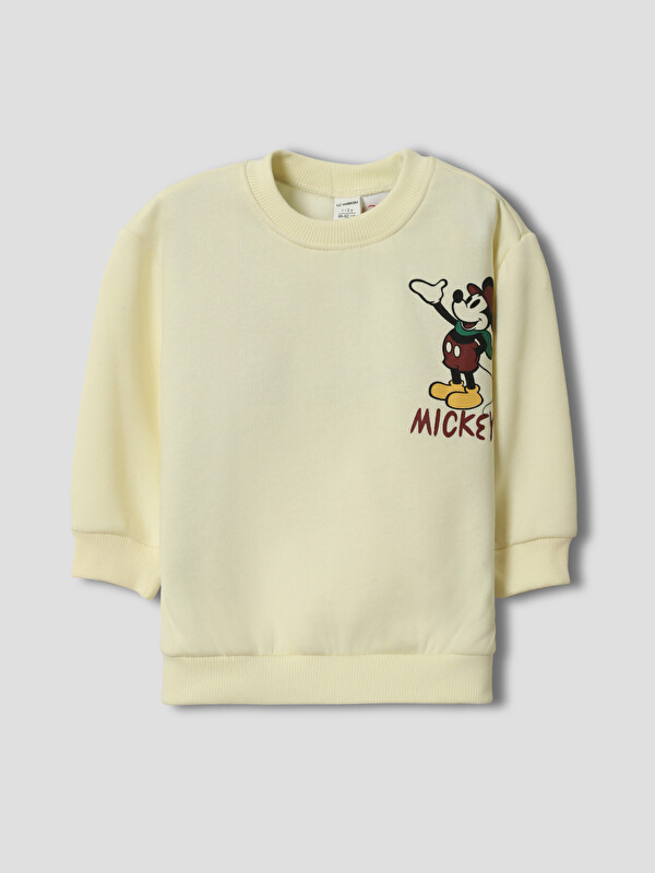 LCW baby Crew Neck Mickey Mouse Printed Boys' Sweatshirt