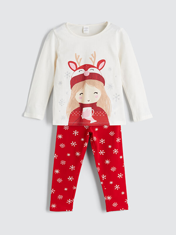 LCW Kids New Year Themed Girls' T-shirt and Leggings
