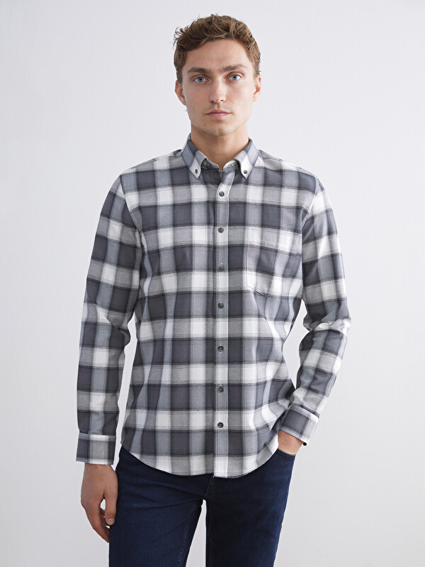 LCWAIKIKI Classic Regular Fit Uzun Kollu Ekose Erkek Gömlek