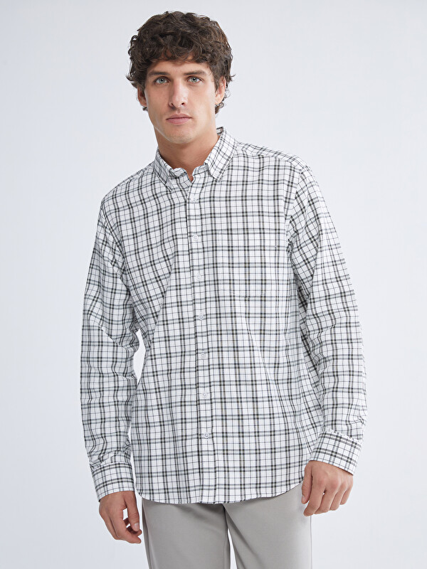 LCWAIKIKI Classic Regular Fit Uzun Kollu Ekose Gabardin Erkek Gömlek