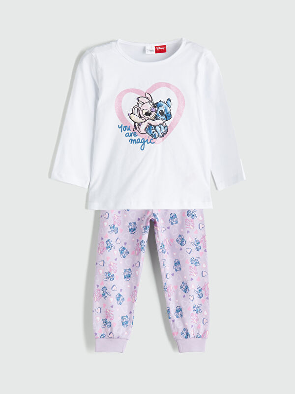 LCW Kids გოგოს პიჟამის კომპლექტი პრინტით Lilo & Stitch