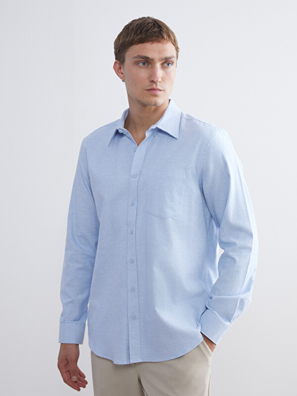 LCWAIKIKI Classic Regular Fit Long Sleeve Dobby Fabric Men's Shirt