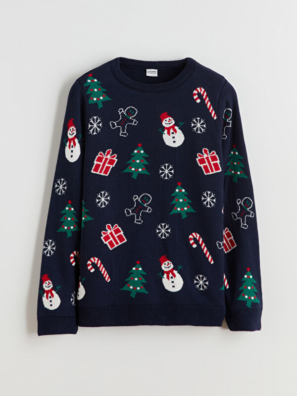 LCW Kids Crew Neck New Year-Themed Boys' Knitwear Sweater