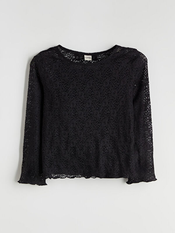 LCW Kids Crew Neck Girls' Lace T-Shirt