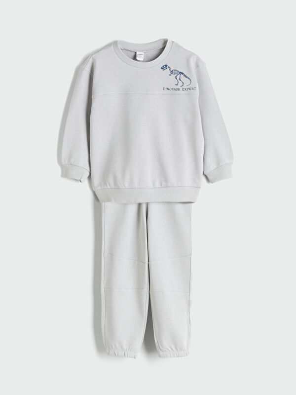 LCW Kids Dinozor Baskılı Erkek Çocuk Sweatshirt ve Eşofman Alt