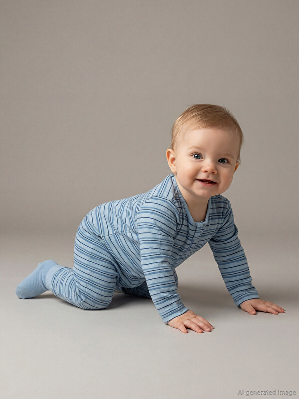 LCW baby Crew Neck Striped Baby Boys' Jumpsuit