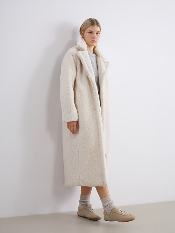 XSIDE Jacket Lapel Collar Long Sleeve Plush Women's Coat
