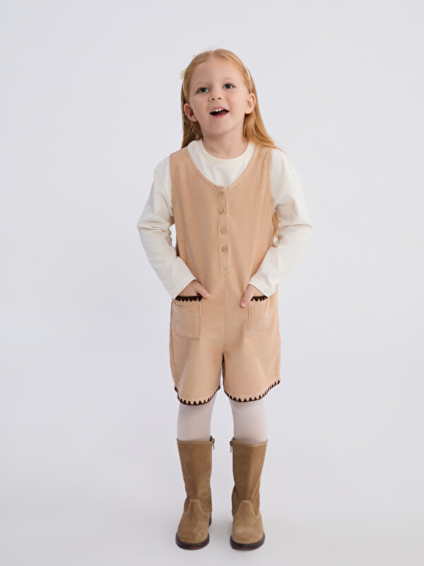 LCW Kids Kız Çocuk Kadife Salopet