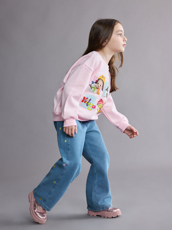 LCW Kids سروال جينز مطرّز للبنات