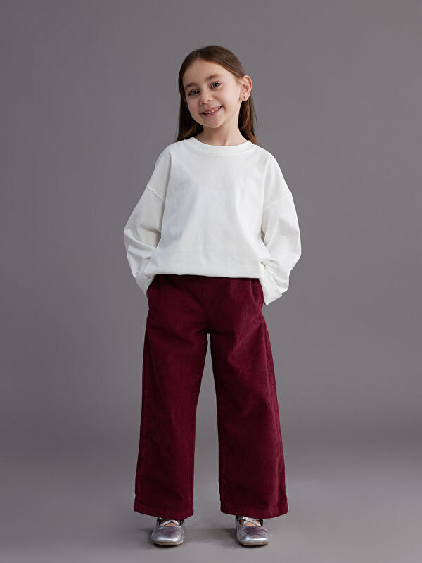 LCW Kids Geniş Paça Kız Çocuk Kadife Pantolon