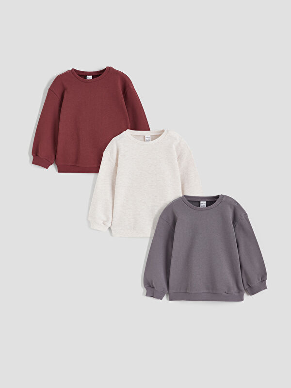 LCW baby Basic Uzun Kollu Erkek Bebek Sweatshirt 3'lü