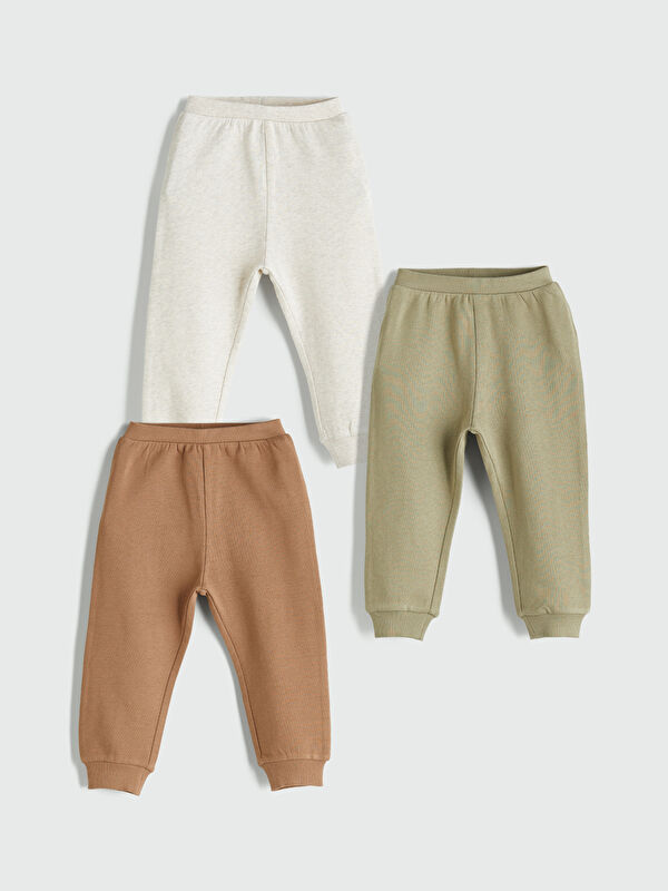 LCW baby Beli Lastikli Basic Erkek Bebek Jogger Eşofman Altı 3'lü