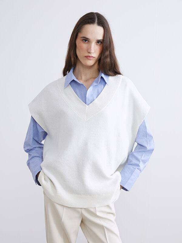 LCWAIKIKI Classic V Yaka Oversize Kadın Triko Süveter