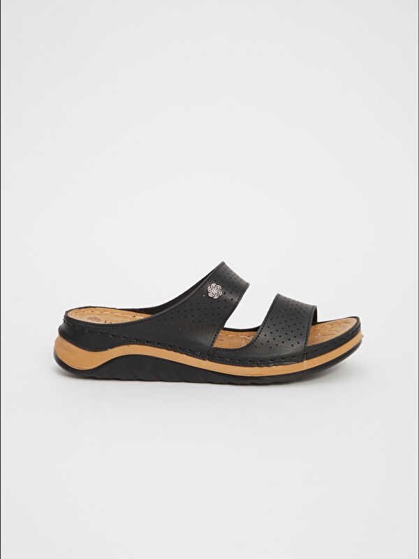 Deri Görünümlü Kadın Terlik - Görsel 3