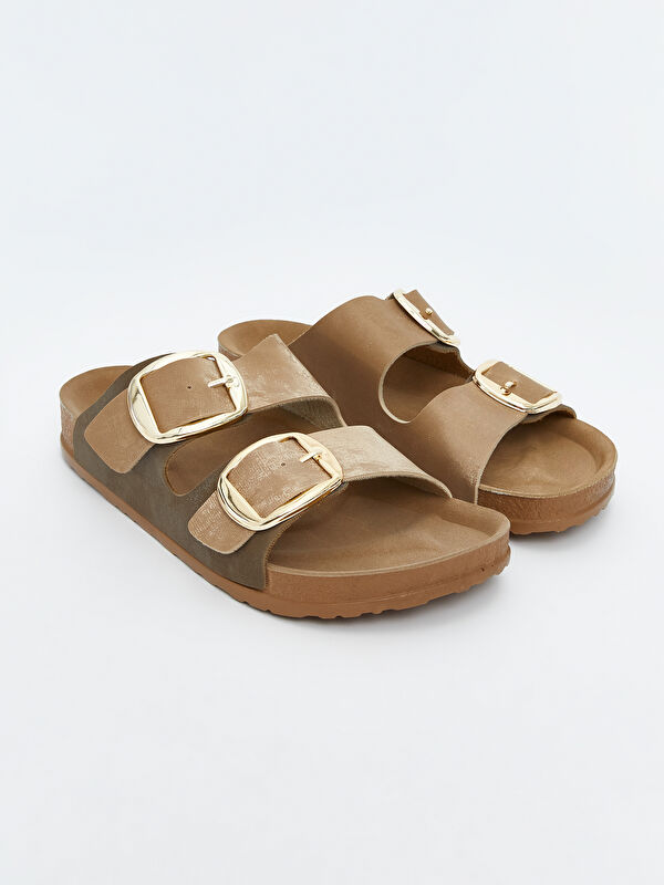 Deri Görünümlü Kadın Terlik - Görsel 2