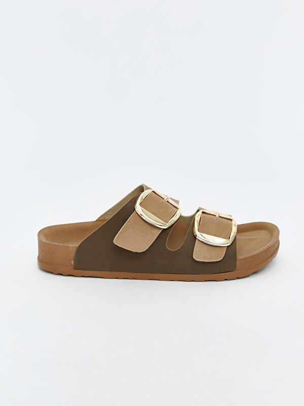 Deri Görünümlü Kadın Terlik - Görsel 3