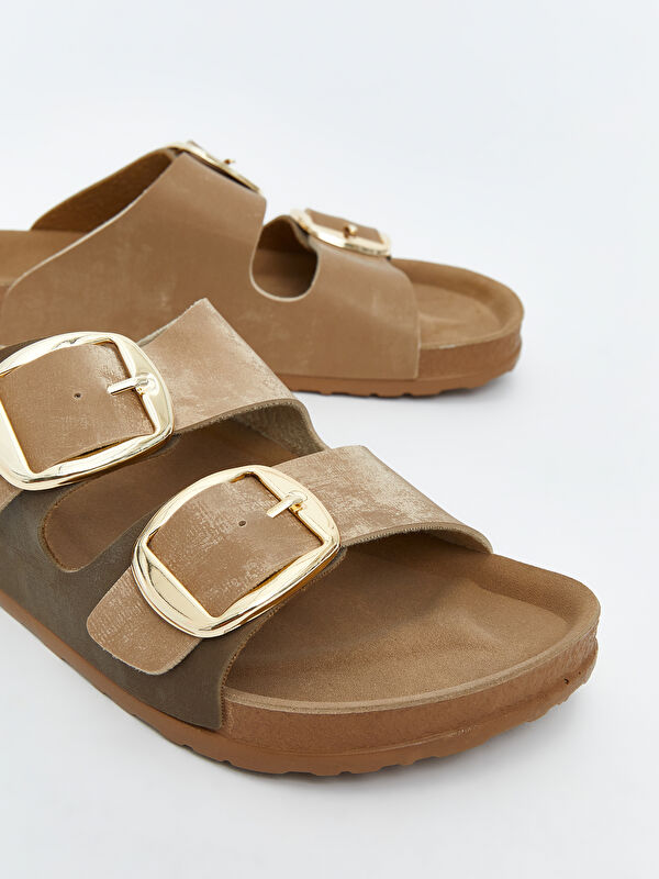 Deri Görünümlü Kadın Terlik - Görsel 4