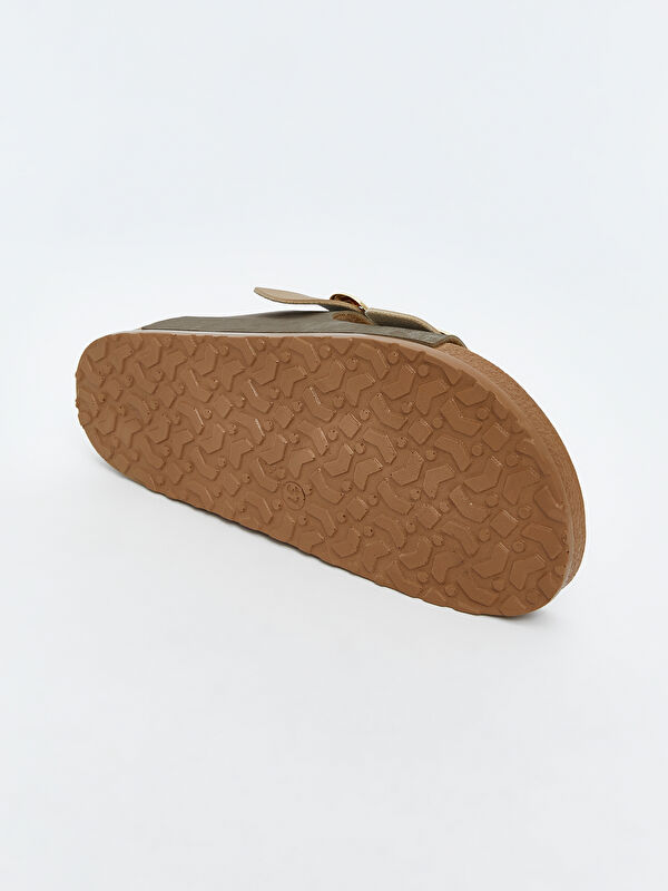 Deri Görünümlü Kadın Terlik - Görsel 5