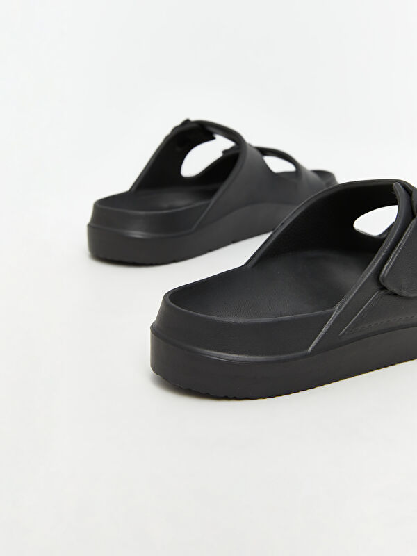 Deri Görünümlü Çift Bantlı Erkek Terlik - Görsel 6