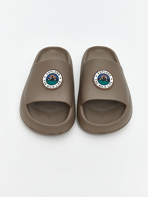 Tek Bantlı Baskılı Erkek Terlik - Görsel 4