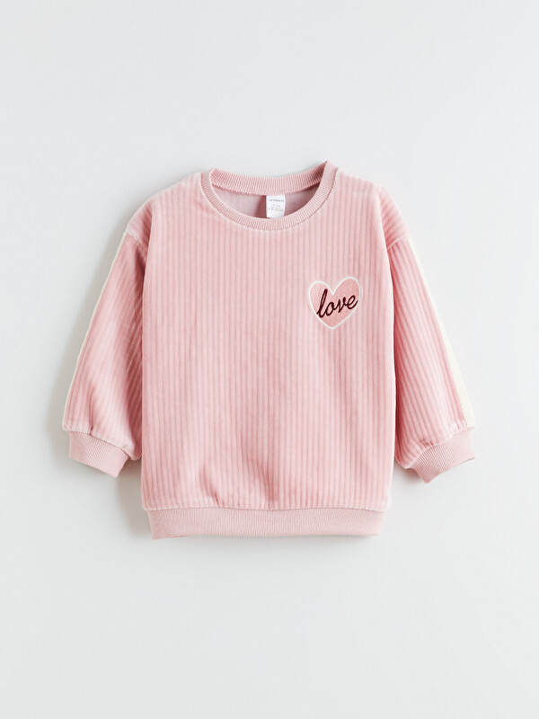 LCW Kids Bisiklet Yaka Baskılı Kız Çocuk Sweatshirt