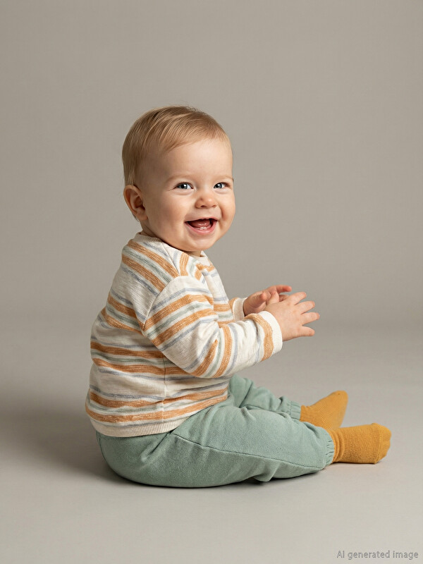 LCW baby Bisiklet Yaka Erkek Bebek Sweatshirt ve Eşofman Alt 2'li