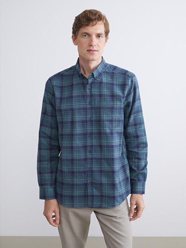 LCWAIKIKI Classic Regular Fit Uzun Kollu Ekose Gabardin Erkek Gömlek