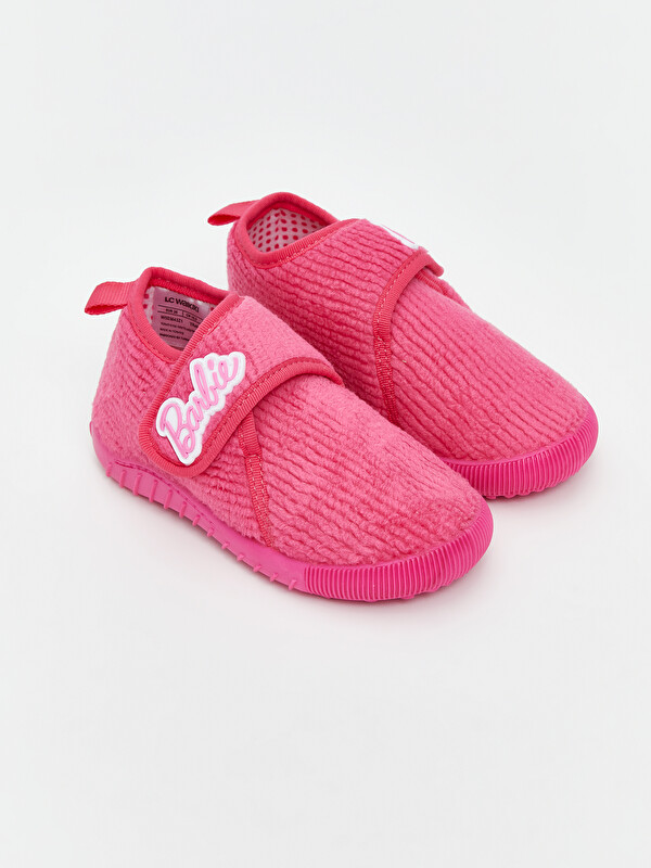 LCW STEPS Barbie Nakışlı Cırt Cırtlı Kız Çocuk Panduf