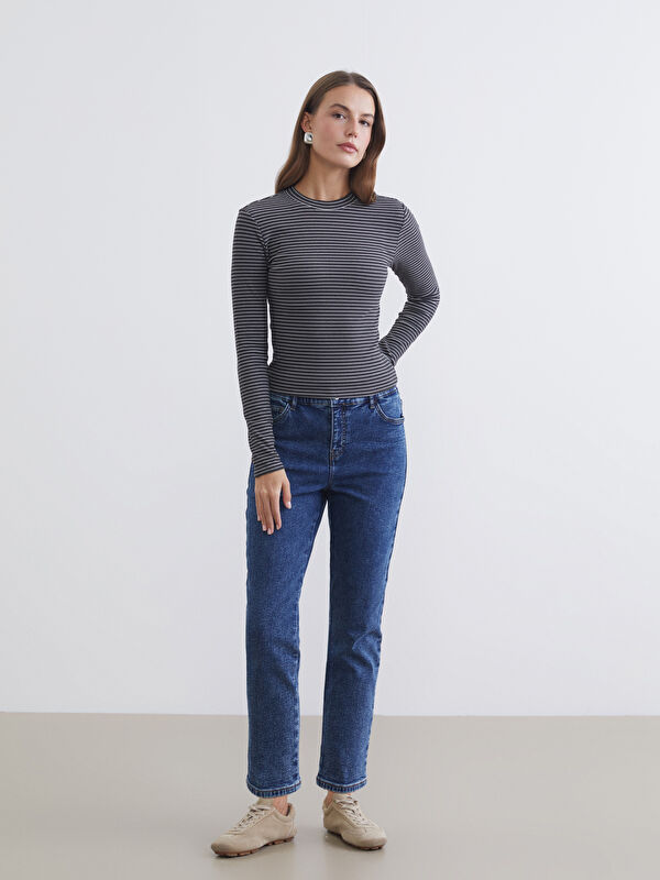 LCWAIKIKI Classic Slim Mom İçi Şardonlu Kadın Jean Pantolon