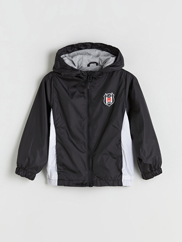 LCW Kids Kapüşonlu Beşiktaş Baskılı Erkek Çocuk Yağmurluk
